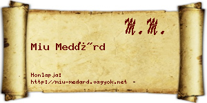 Miu Medárd névjegykártya